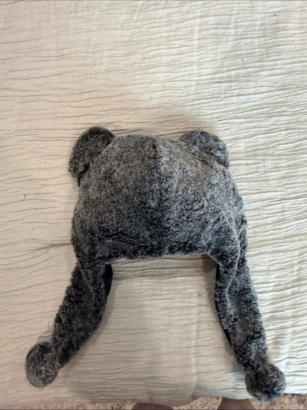 Dollcake Gray Plush Bear Earflap Hat with Tan Snout